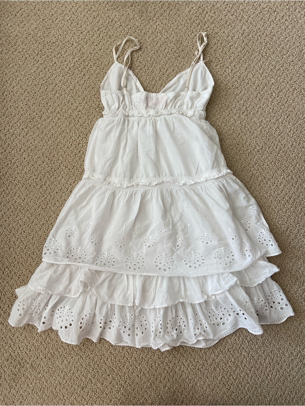 Juicy Couture White Tiered Eyelet Cotton Babydoll Dress - Picture 4 of 4